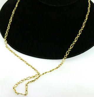 Vintage Heavy 18k Gold Elegant 33 " Long/5mm Wide Square Knot Link Chain Necklace