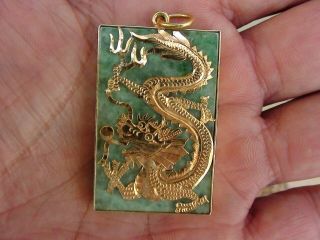 Vintage Large 14k Yellow Gold Detailed Good Luck Dragon Pendant