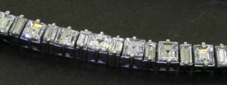 Vintage 1950s Platinum 15.  0CT VS1/F Asscher & Baguette diamond tennis bracelet 2