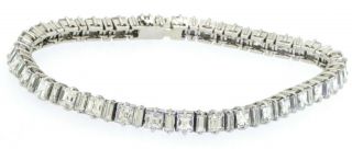 Vintage 1950s Platinum 15.  0CT VS1/F Asscher & Baguette diamond tennis bracelet 3
