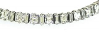 Vintage 1950s Platinum 15.  0CT VS1/F Asscher & Baguette diamond tennis bracelet 4