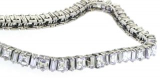 Vintage 1950s Platinum 15.  0CT VS1/F Asscher & Baguette diamond tennis bracelet 6