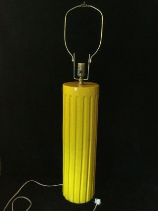Vtg Mid Century Art Deco Pottery Spotted Yellow Crackled Glaze Pillar Table Lamp