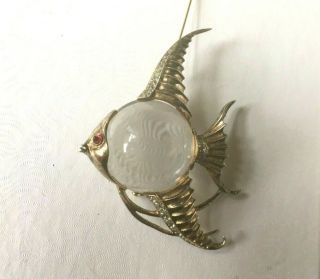 Rare Trifari Philippe Sterling Vermeil Jelly Belly Angelfish Pin Pat.  78577