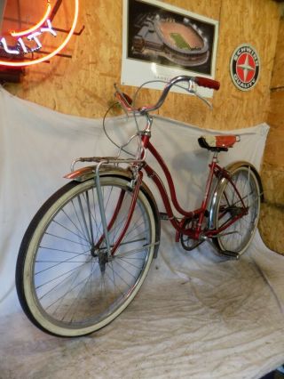 1956 SCHWINN CORVETTE LADIES 3 - SPEED VINTAGE CRUISER BICYCLE TYPHOON S7 TIGER 58 3