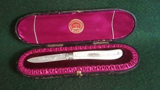 1888 Hm Sterling Silver Penknife W Mop Sides Fairfax Roberts Sydney Sellers Case