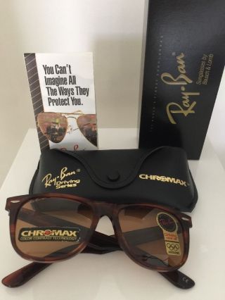 Vintage B&l Ray Ban Wayfarer Ii W2054 Mock Tortoise 54mm Chromax Sunglasses