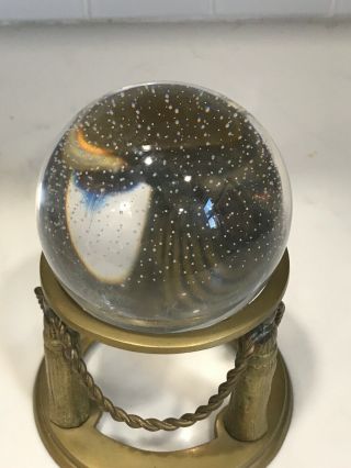 RARE VINTAGE GREAT CITY TRADERS CRYSTAL BALL ON BRASS STAND GLOBE PAPERWEIGHT 2
