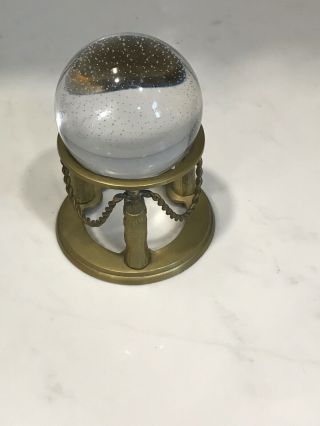 RARE VINTAGE GREAT CITY TRADERS CRYSTAL BALL ON BRASS STAND GLOBE PAPERWEIGHT 5