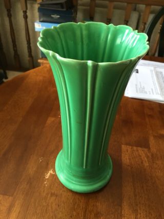 Rare Vintage Fiestaware 10 Inch Vase Green Fiesta Lustrous Even Glaze