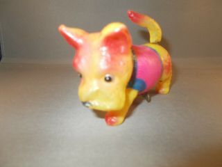 Vintage Celluloid Itchy Dog Toy W/box Made In Occupied Japan Wind - Up Bobblehead