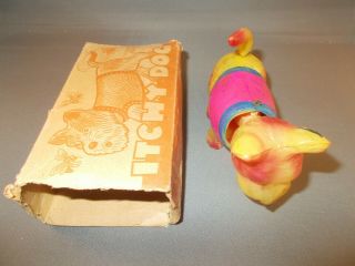 Vintage Celluloid Itchy Dog Toy w/Box made in Occupied Japan wind - up bobblehead 5
