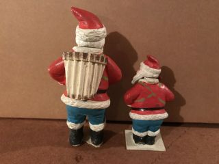 Antique German Santas Pair Ceramic and Paper Christmas Decorations 2