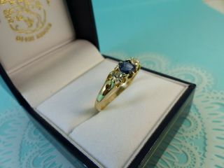 Antique Victorian 18ct Gold Sapphire and Diamond Three Stone Ring 1887 Size Q 2