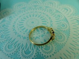 Antique Victorian 18ct Gold Sapphire and Diamond Three Stone Ring 1887 Size Q 3