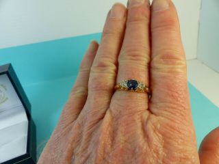 Antique Victorian 18ct Gold Sapphire and Diamond Three Stone Ring 1887 Size Q 5