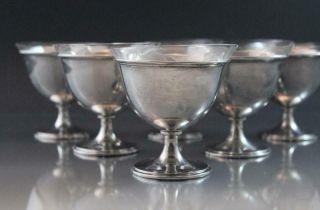 Antique Set of 6 Sterling Silver Sorbet Cups w/ Glass Inserts & Fitted Case 3