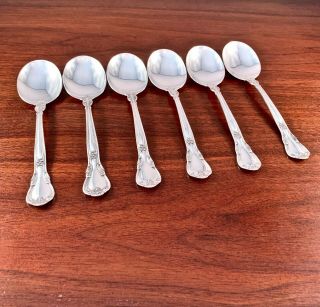 (6) Gorham Co.  Sterling Silver Cream Soup Spoons: Chantilly No Monograms 6 1/4 "