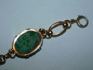 Lovely Vintage Ornately Carved Jade 14k Bracelet (12.  3g) & 10k Earrings (6.  4g) 5