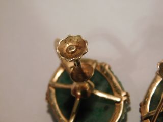 Lovely Vintage Ornately Carved Jade 14k Bracelet (12.  3g) & 10k Earrings (6.  4g) 7