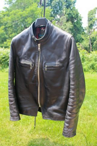 Schott Caf1 Medium " Vintaged " Black Cafe Racer Leather Jacket Steerhide,