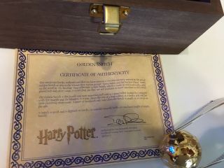 HARRY POTTER GOLDEN SNITCH WOODEN CASE CERT OF AUTHENTICITY WB MOVIE PROMO RARE 6
