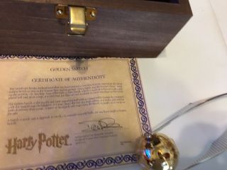 HARRY POTTER GOLDEN SNITCH WOODEN CASE CERT OF AUTHENTICITY WB MOVIE PROMO RARE 7
