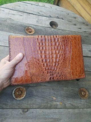 Authentic Hornback Crocodile Leather Portfolio Business Folder True Vintage 12