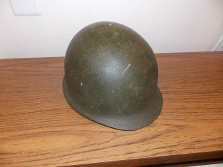 Wwii M - 1 Usa Military Helmet Green W/chin Strap Marked 1 9665