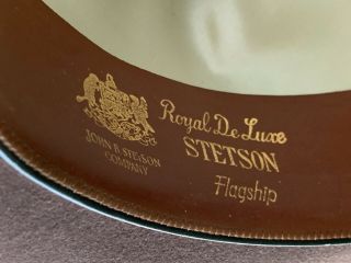 Stetson Flagship Royal Deluxe “Gold Medal” antique vintage fedora hat 7 - 1/8 1950 9