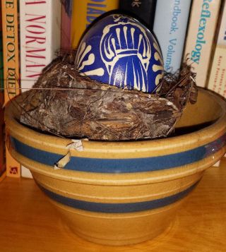 Antique / Vintage Primative Style Stoneware Pottery Small Glazed Bowl