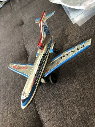 Vintage Old School Collectable Tin Toy Japan Aeroplane Litho T.  T Friction Jet