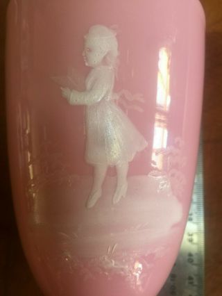 Antique Pink Opaline Milk Glass Vase Mary Gregory Style