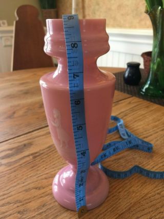 Antique Pink Opaline Milk Glass Vase Mary Gregory Style 7