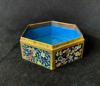 Chinese Cloisonne Floral Enamel Brass Open Box