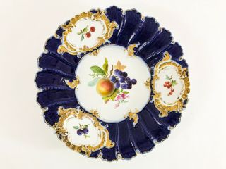 Antique MEISSEN Porcelain Cabinet Plate / Bowl - Fruit - Gold Gilt - Cobalt Blue 2