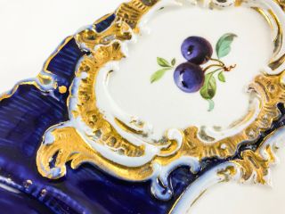 Antique MEISSEN Porcelain Cabinet Plate / Bowl - Fruit - Gold Gilt - Cobalt Blue 5