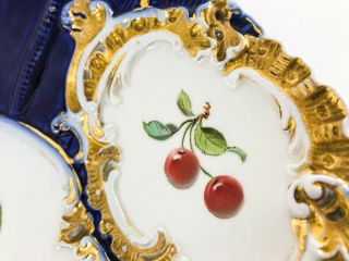 Antique MEISSEN Porcelain Cabinet Plate / Bowl - Fruit - Gold Gilt - Cobalt Blue 6