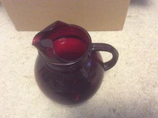 Antique Ruby Red Glass Drink Pitcher