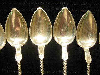 Set of 6 DUHME Coin Silver 1839 Engraved Twist Handle 6 