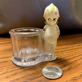 Antique Kewpie Glass Candy Container - Borgfeldt - With Paint