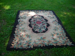 Lovely Antique Collectible Priscilla Turner Americana Wool Hand Hooked Rug 6x9