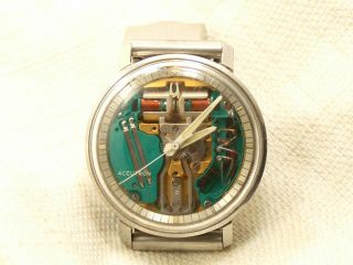 Vintage Bulova Accutron Space View Watch Stainless Steel Men 