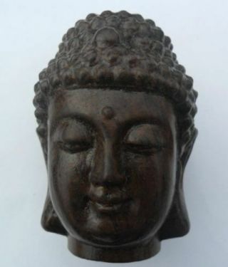 Chinese Hand Carved Wooden Tibetan Buddhism Sakyamuni Buddha Head Statue