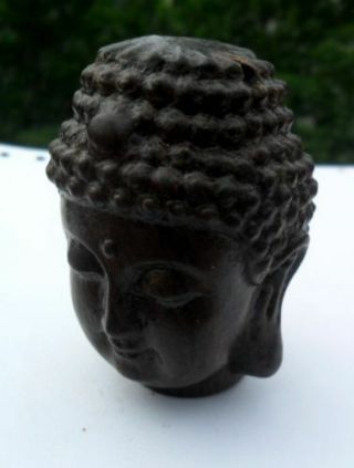 Chinese Hand Carved wooden Tibetan Buddhism Sakyamuni Buddha head Statue 4