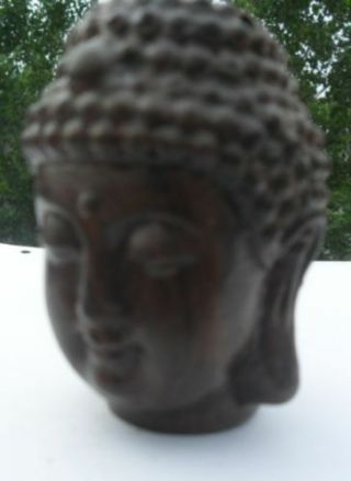 Chinese Hand Carved wooden Tibetan Buddhism Sakyamuni Buddha head Statue 5