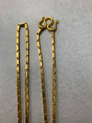 Solid 24k Thai Gold 2 Baht Chain Square Cut Vintage 100.  999 24” Necklace 31.  1g 2