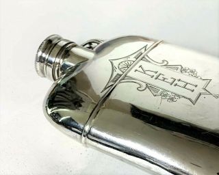 Vintage Sterling Silver Flask Stamped Wm Sterling 305 3/4 Pts Initials 4 X 6.  25 "