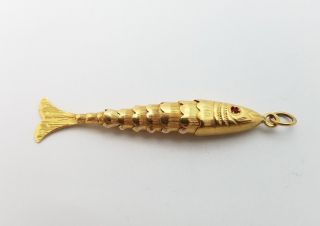 Vintage 800 Gold Movable Bendable Articulated Fish Charm Pendant