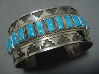 Tremendous Vintage Navajo Sky Blue Turquoise Sterling Silver Bracelet